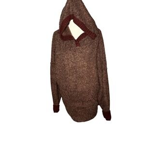𝅺free People Boucle Knit Hooded Sweater with Kangaroo Pouch Medium